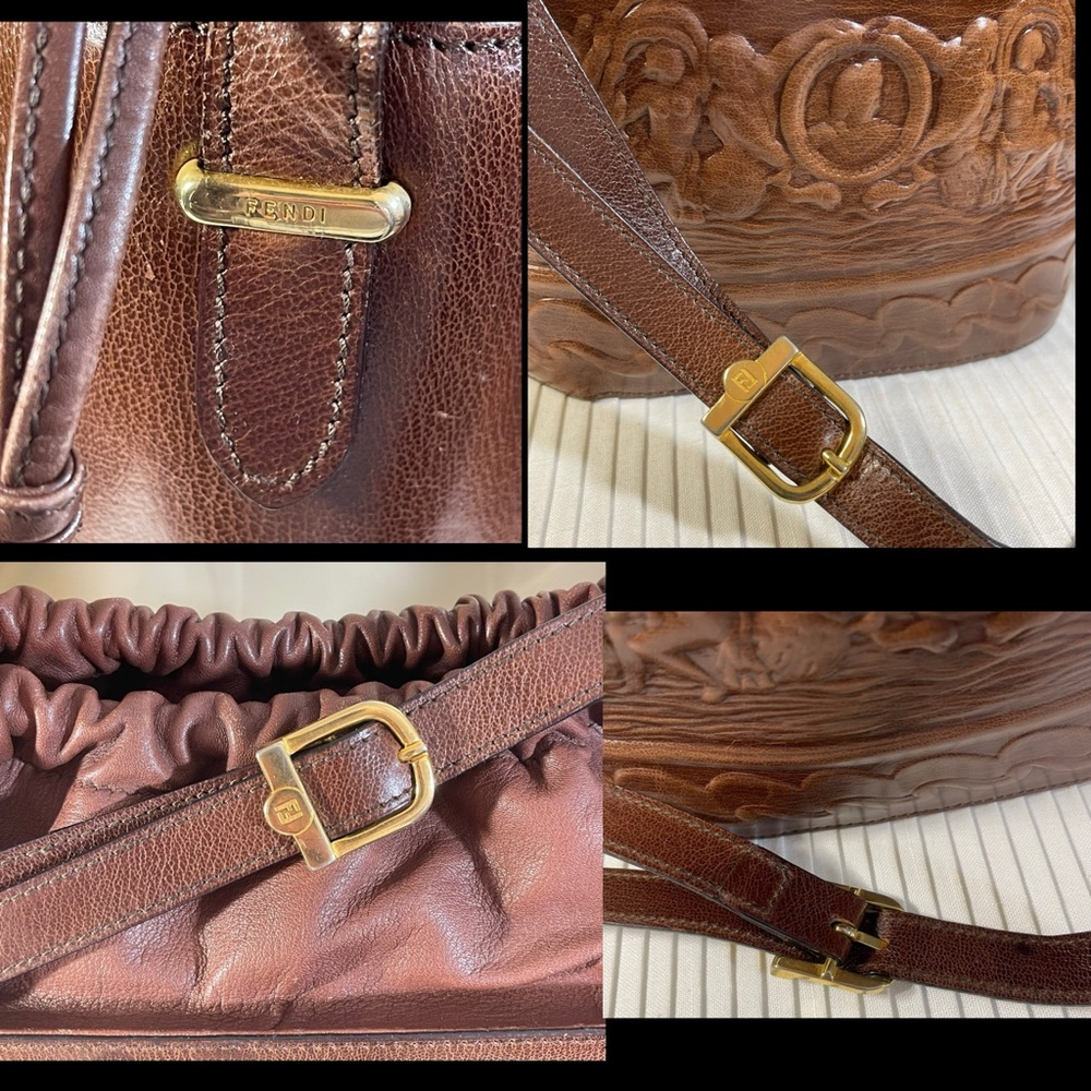 Fendi Ultra Rare Vintage all Leather Bucket Bag, One of a Kind! 40+yrs Old - Picture 13 of 17